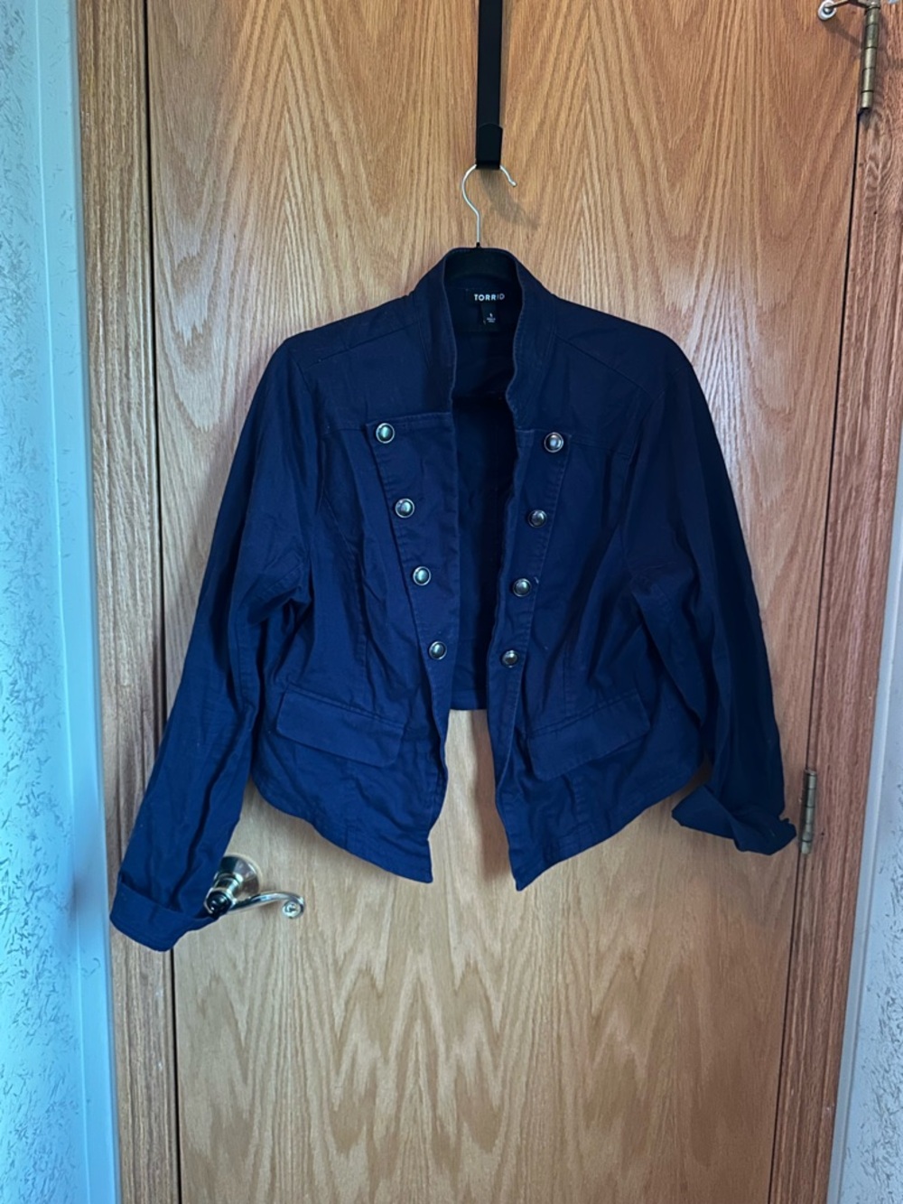 Torrid Navy Military-Style Button Jacket